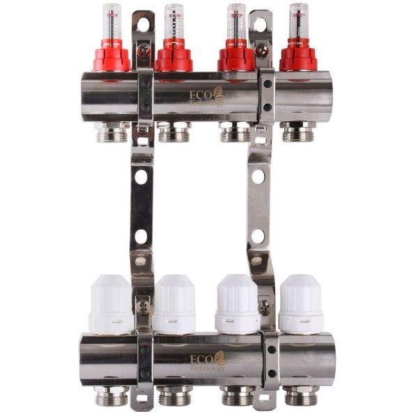 Колектор з витратомірами,регуляторами та кріпленнями 1"х4