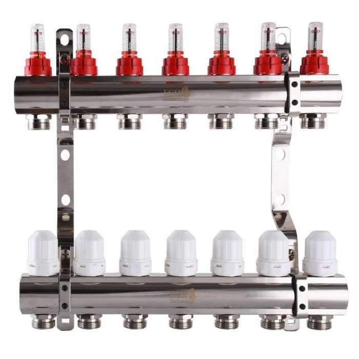 Колектор з витратомірами,регуляторами та кріпленнями 1"х7